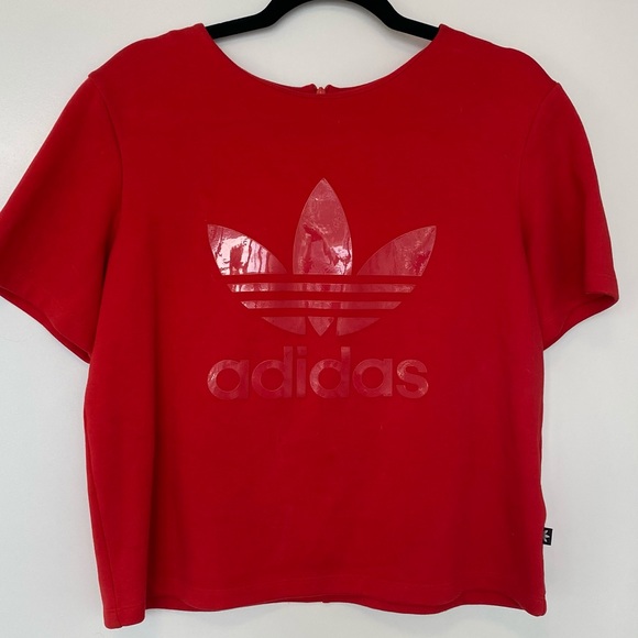 adidas Tops - Adidas Originals Women Red Trefoil Logo Top